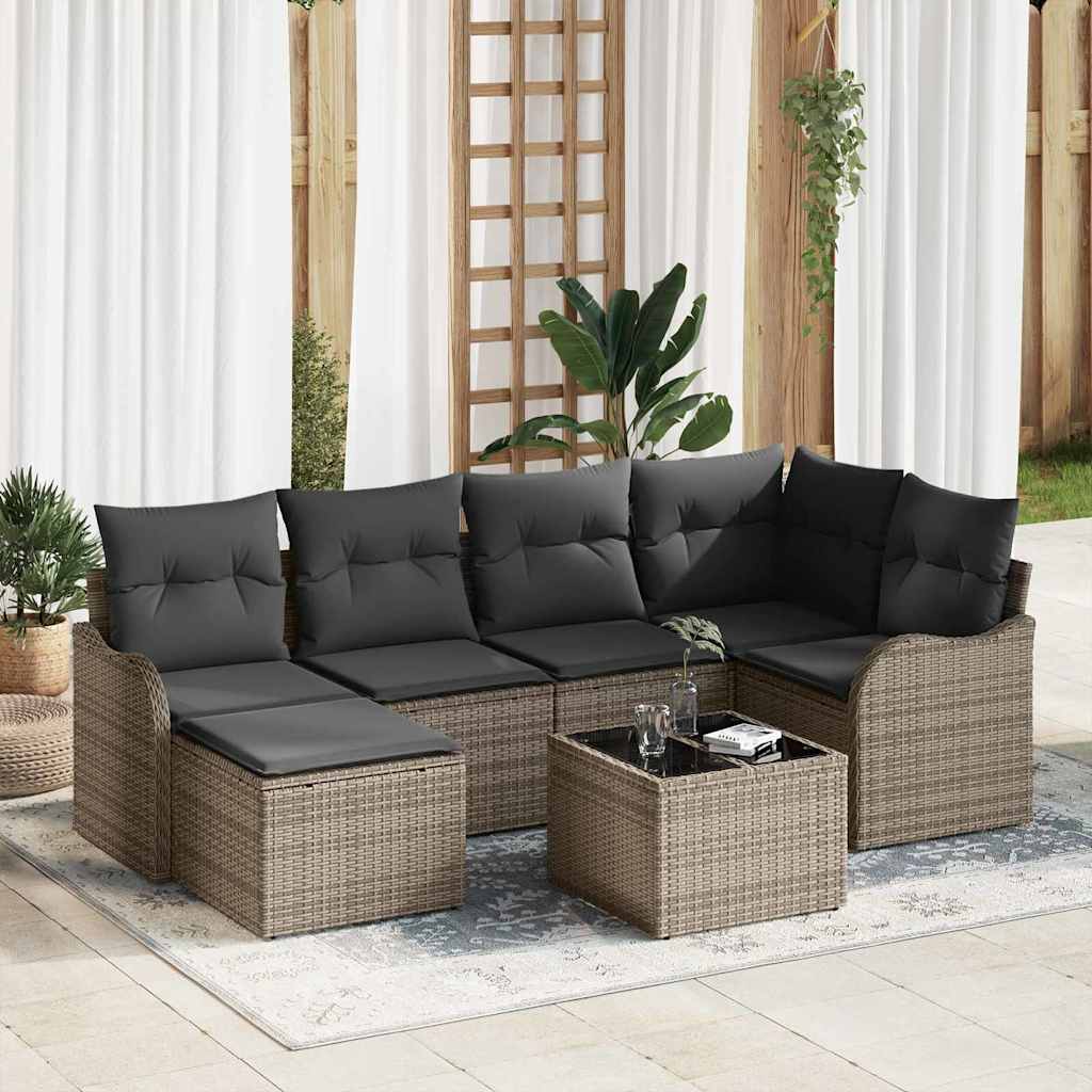vidaXL Tuinbank Set 6 pcs Zwart poly rattan