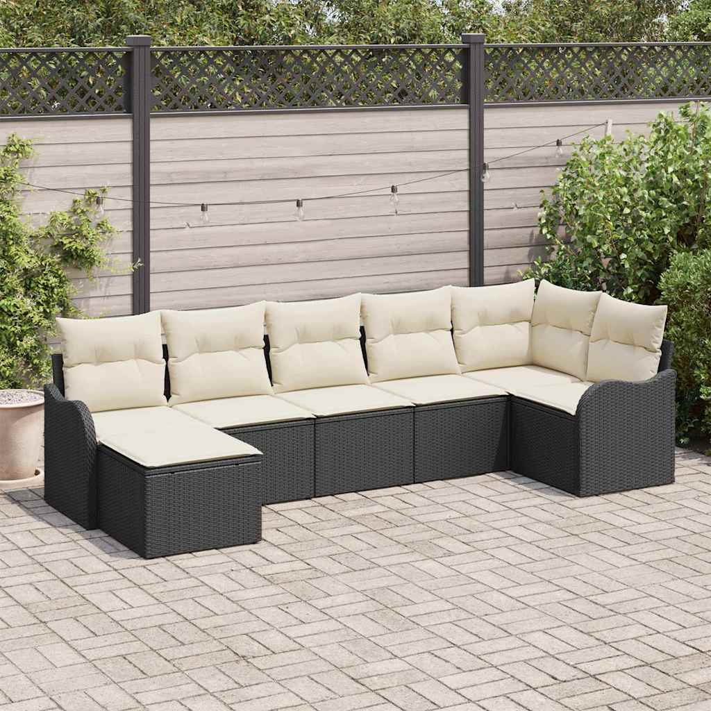 vidaXL Tuinbank Set Zwart poly rattan
