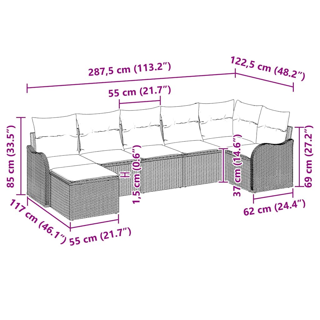 vidaXL Tuinbank Set Zwart poly rattan