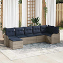 vidaXL Tuinbank Set met kussen 7 pcs Bruin Poly rattan