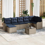 vidaXL Tuinbank Set met kussen 7 pcs Bruin Poly rattan