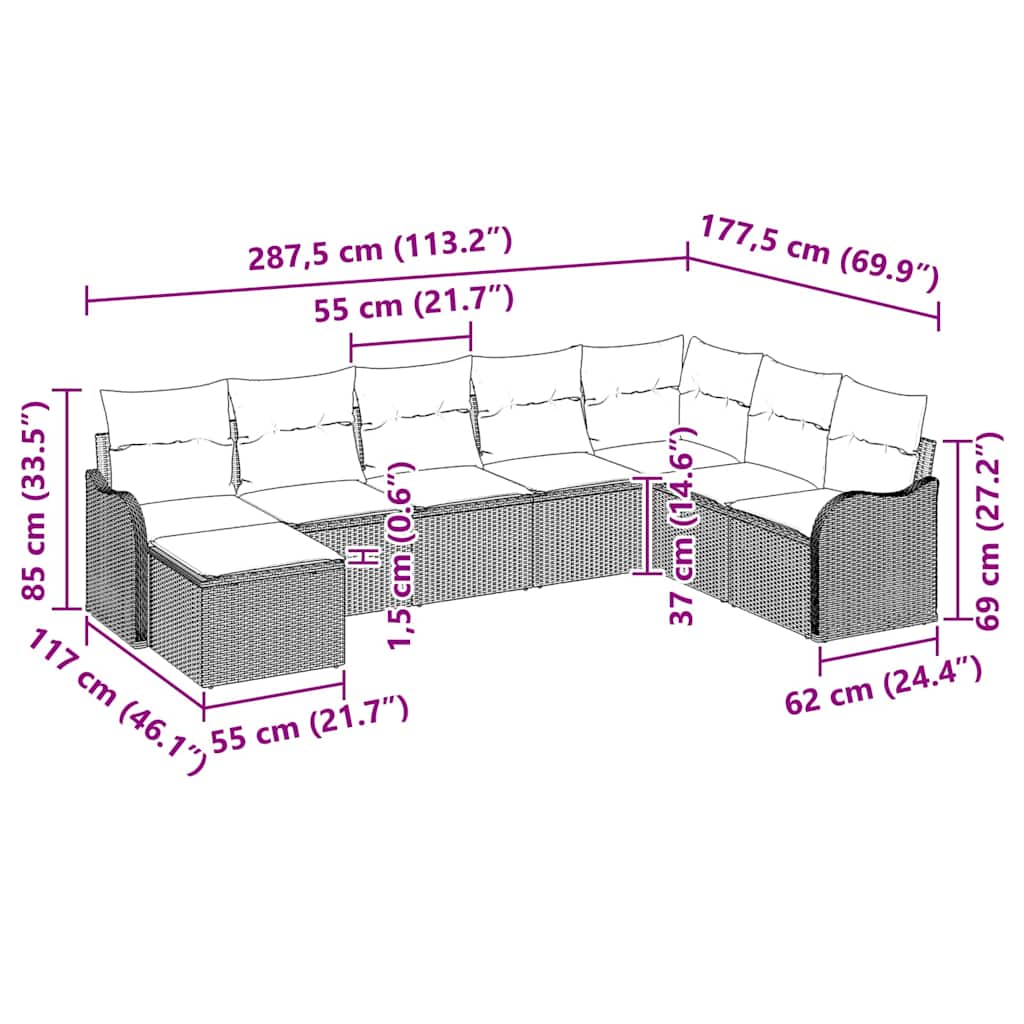 vidaXL Garden Bench Set Black poly rattan