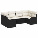 vidaXL Tuinbank Set met kussen 6 pcs Zwart Poly rattan