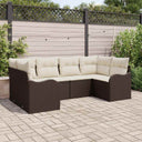 vidaXL Tuinbank Set met kussen 6 pcs Zwart Poly rattan