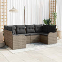 vidaXL Tuinbank Set met kussen 6 pcs Zwart Poly rattan