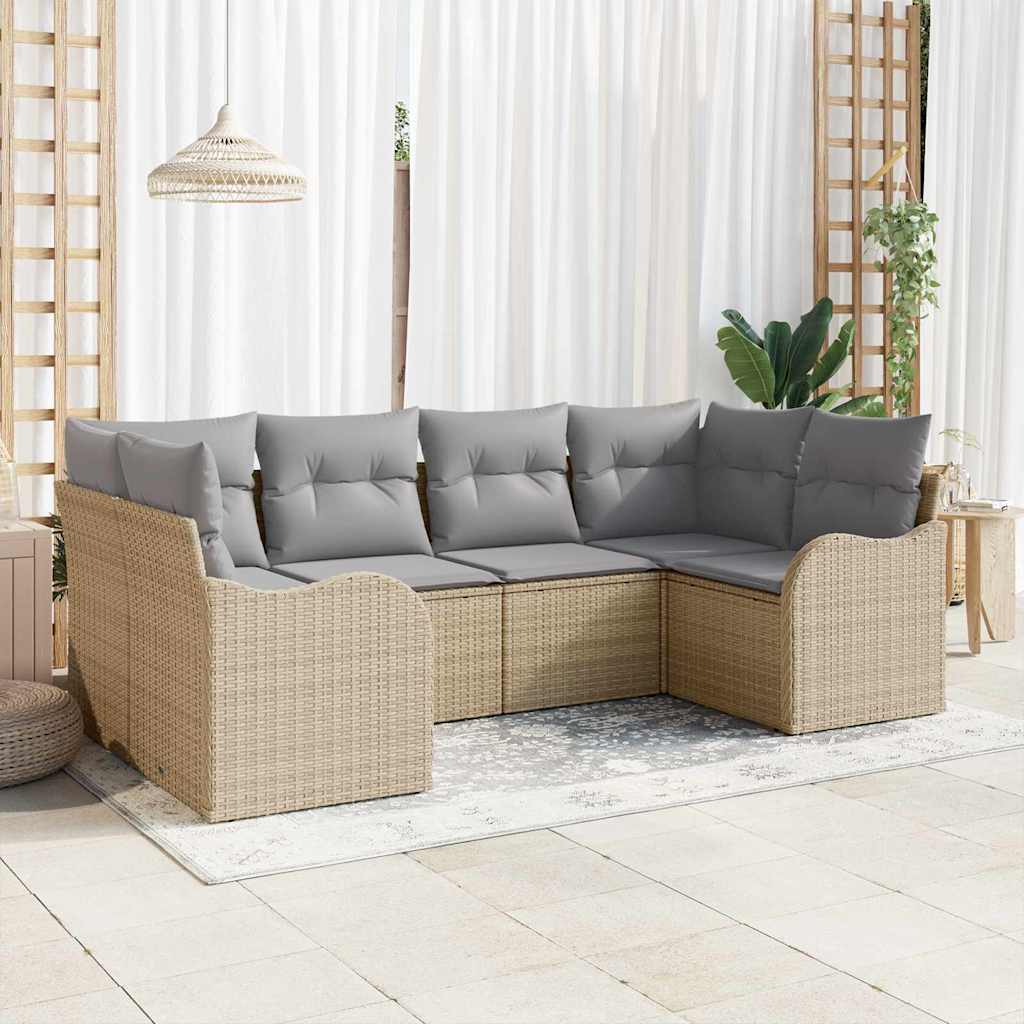 vidaXL Tuinbank Set met kussen 6 pcs Zwart Poly rattan