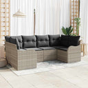 vidaXL Tuinbank Set met kussen 6 pcs Zwart Poly rattan