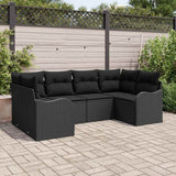 vidaXL Tuinbank Set met kussen 6 pcs Zwart Poly rattan