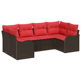 vidaXL Sofa Set with Cushions 6 pcs Brown Poly Rattan