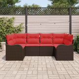 vidaXL Sofa Set with Cushions 6 pcs Brown Poly Rattan