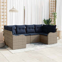 vidaXL Sofa Set with Cushions 6 pcs Brown Poly Rattan