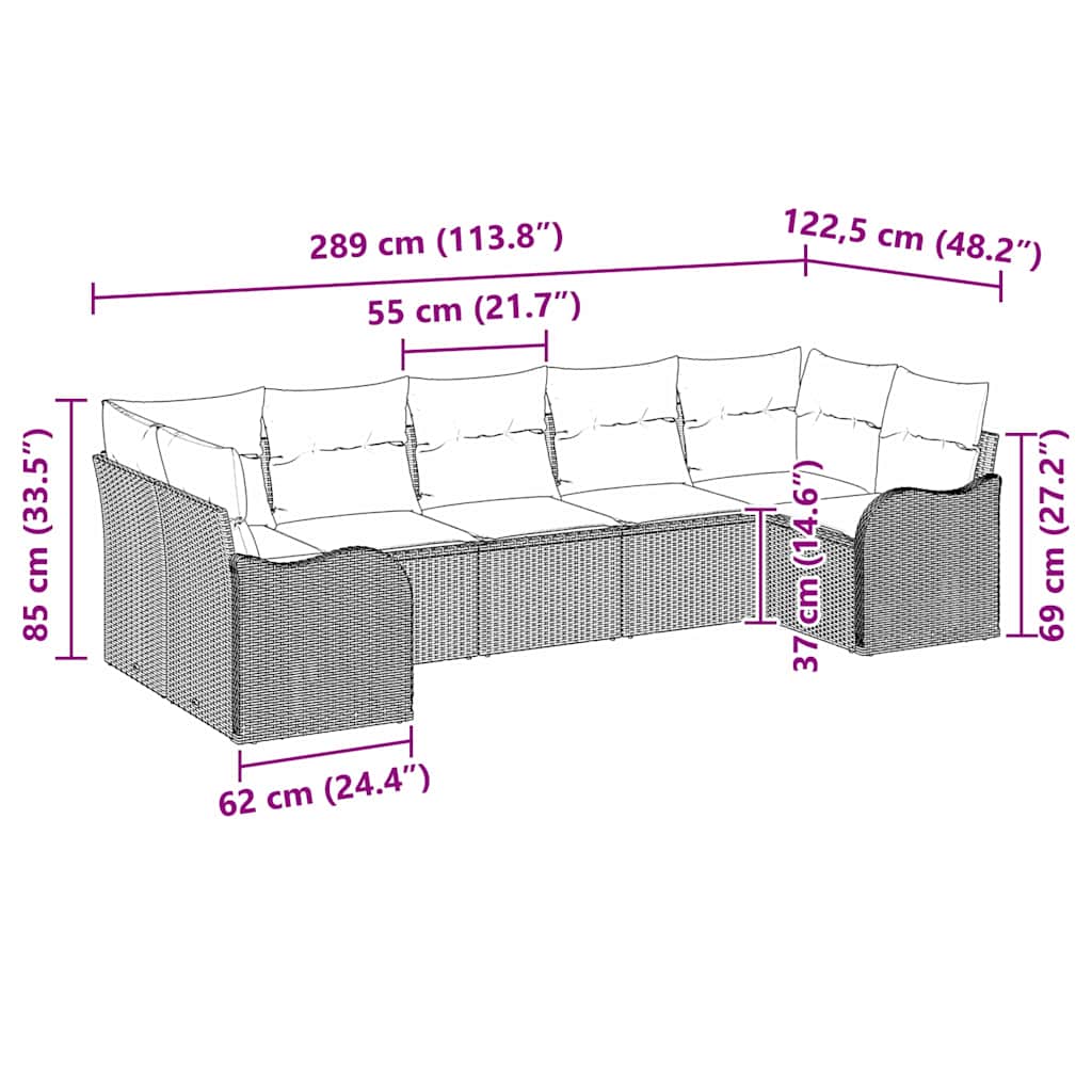 vidaXL Tuinbank Set Zwart poly rattan
