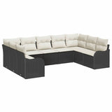 vidaXL Tuinbank Set 9 pcs Zwart poly rattan