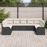 vidaXL Tuinbank Set 9 pcs Zwart poly rattan