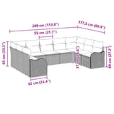 vidaXL Tuinbank Set 9 pcs Zwart poly rattan