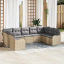 vidaXL Tuinbank Set 9 pcs Zwart poly rattan