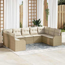 vidaXL Tuinbank Set 9 pcs Zwart poly rattan