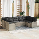 vidaXL Tuinbank Set 9 pcs Zwart poly rattan