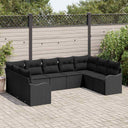 vidaXL Tuinbank Set 9 pcs Zwart poly rattan
