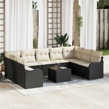 vidaXL Tuinbank Set 9 pcs Zwart poly rattan