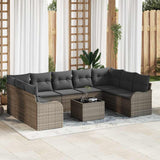 vidaXL Tuinbank Set 9 pcs Zwart poly rattan