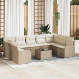 vidaXL Tuinbank Set 9 pcs Zwart poly rattan