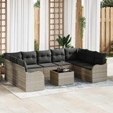 vidaXL Tuinbank Set 9 pcs Zwart poly rattan
