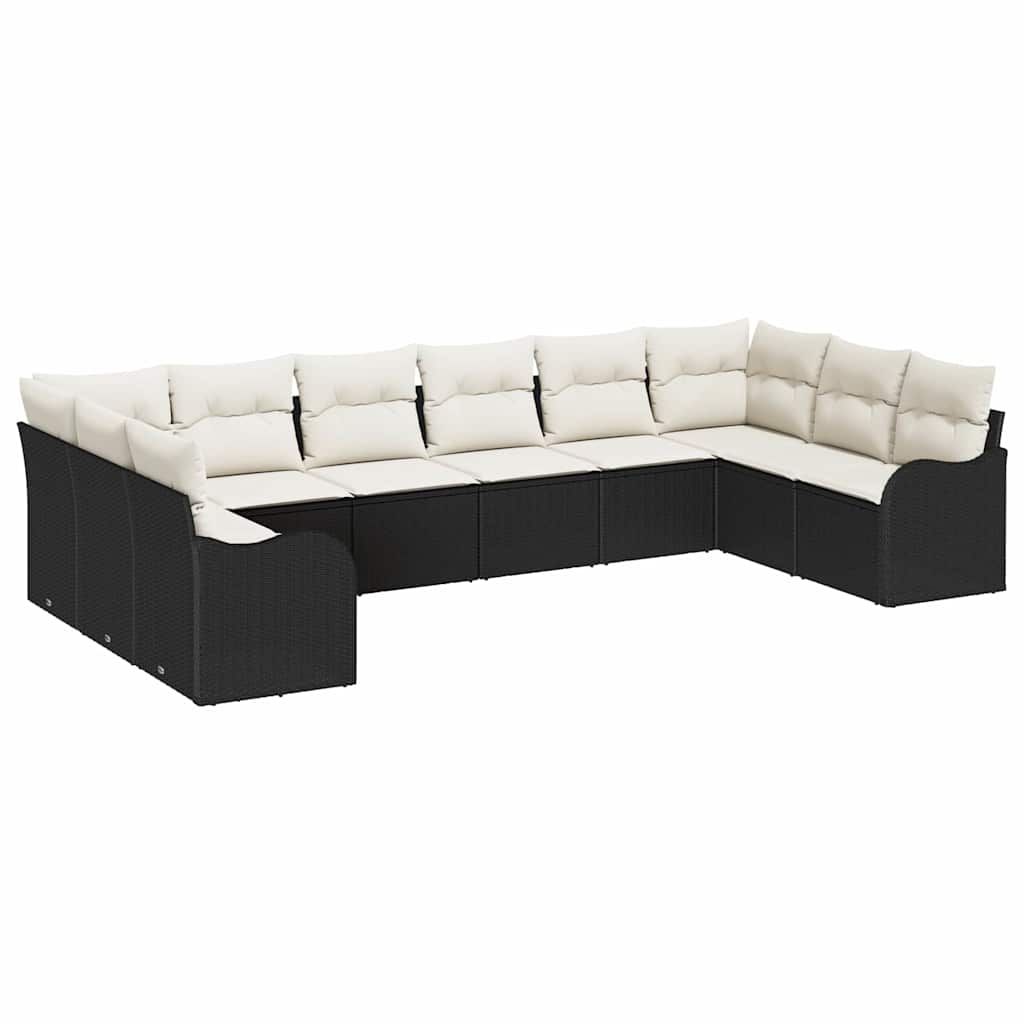 vidaXL Tuinbank Set Zwart poly rattan
