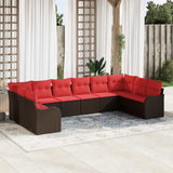 vidaXL Bankstel met kussen 10 pcs Bruin Polyester
