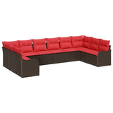 vidaXL Bankstel met kussen 10 pcs Bruin Polyester