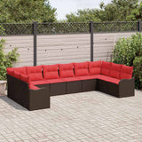 vidaXL Bankstel met kussen 10 pcs Bruin Polyester