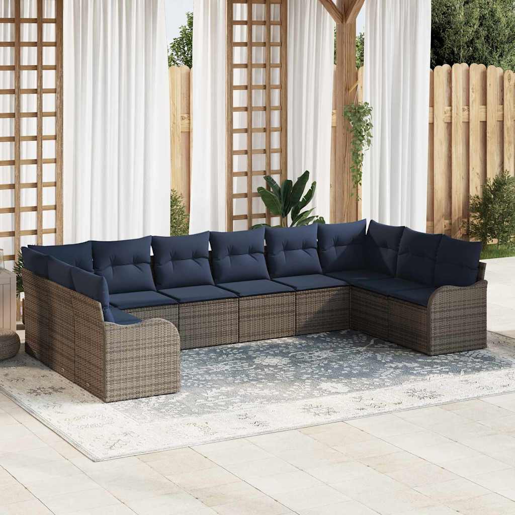 vidaXL Bankstel met kussen 10 pcs Bruin Polyester