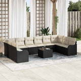 vidaXL Tuinbank Set Zwart poly rattan
