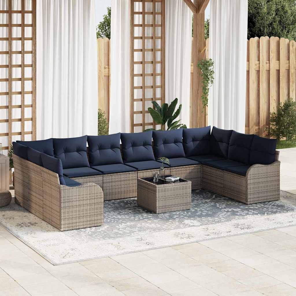 vidaXL Bankstel met kussen 10 pcs Bruin Polyester