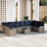 vidaXL Bankstel met kussen 10 pcs Bruin Polyester