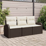 vidaXL Garden Bench Set with Cushion 3 pcs Black Poly Rattan