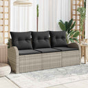 vidaXL Garden Bench Set with Cushion 3 pcs Black Poly Rattan