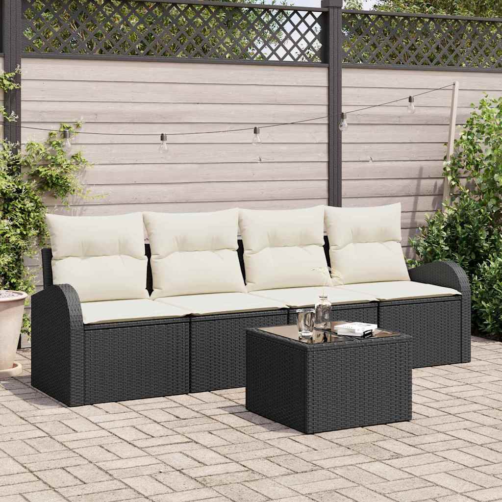 vidaXL Tuinbank Set Zwart 55 x 55 x 37 cm poly rattan