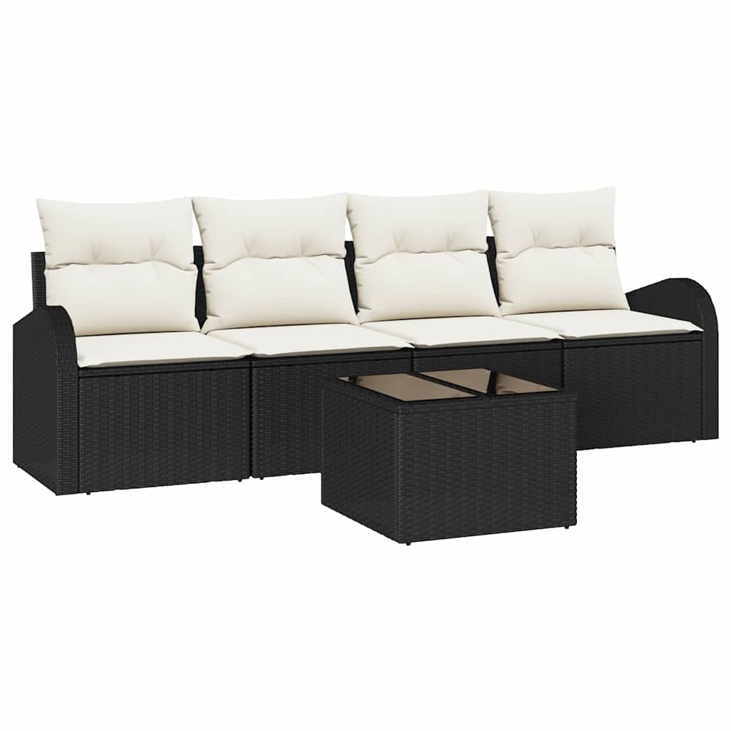 vidaXL Tuinbank Set Zwart 55 x 55 x 37 cm poly rattan
