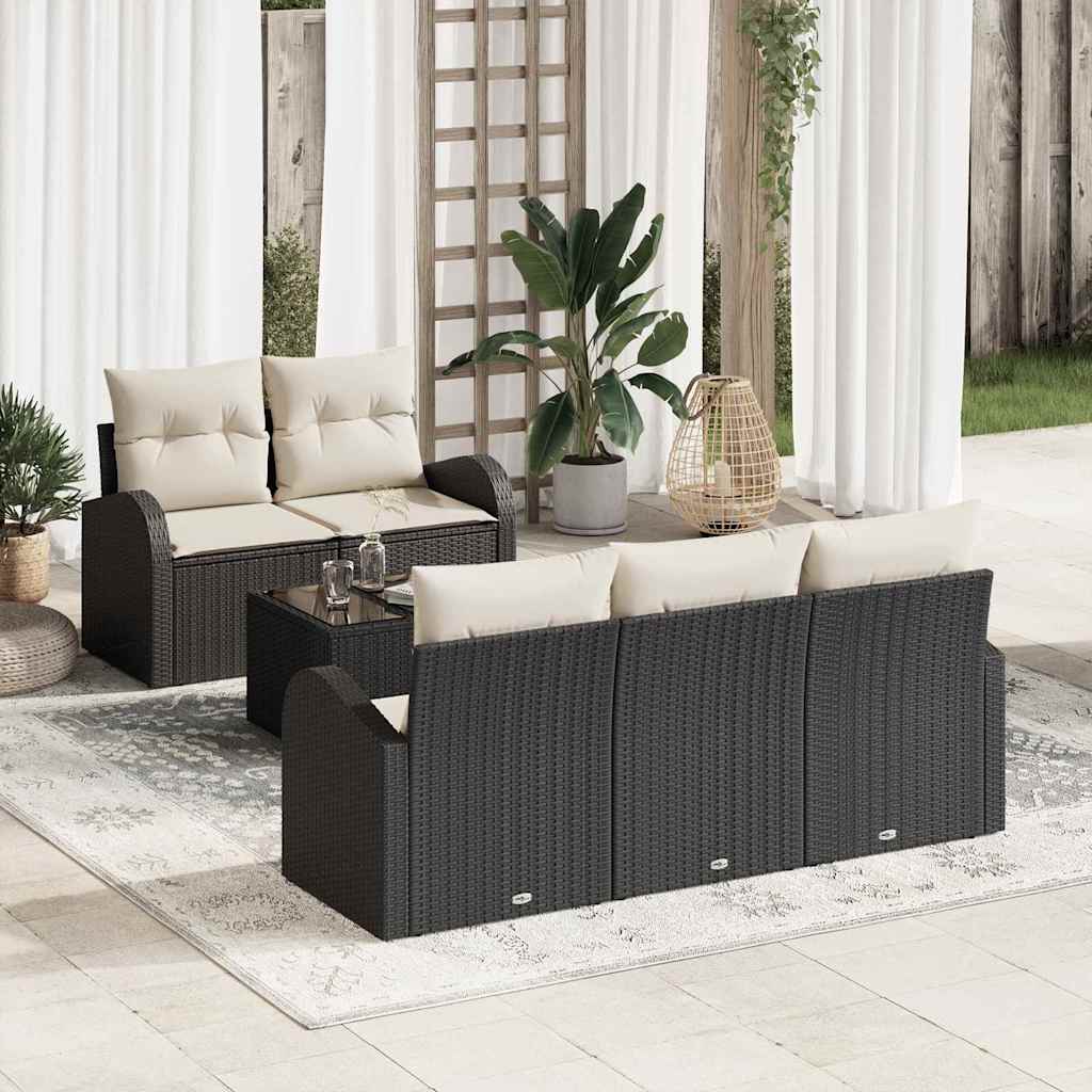 vidaXL Tuinbank Set Zwart 55 x 55 x 37 cm poly rattan