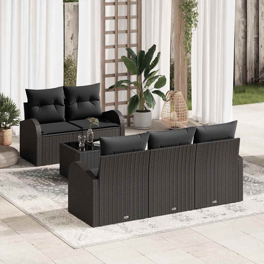 vidaXL Tuinbank Set Zwart 55 x 55 x 37 cm poly rattan