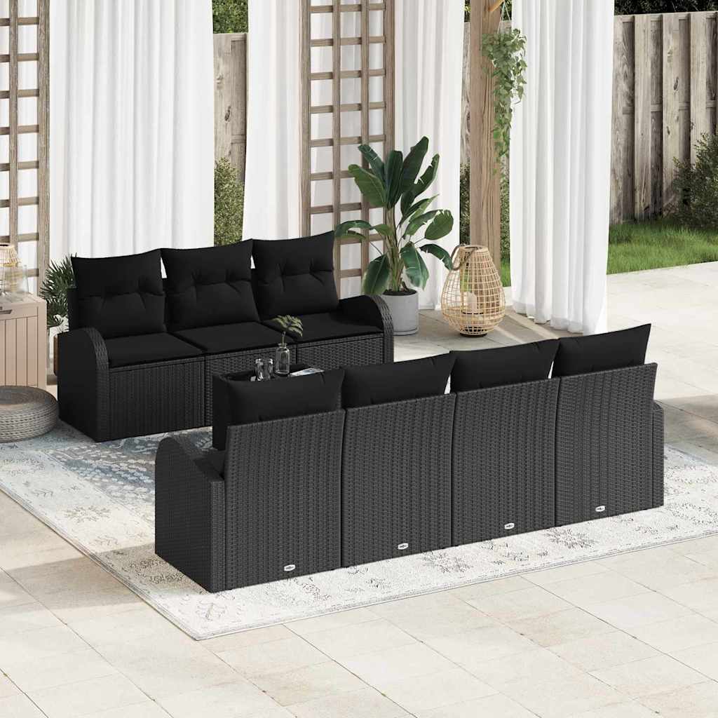vidaXL Tuinbank Set Zwart 55 x 55 x 37 cm poly rattan