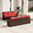 vidaXL 8-Piece Sofa Set Brown and Red Polyester