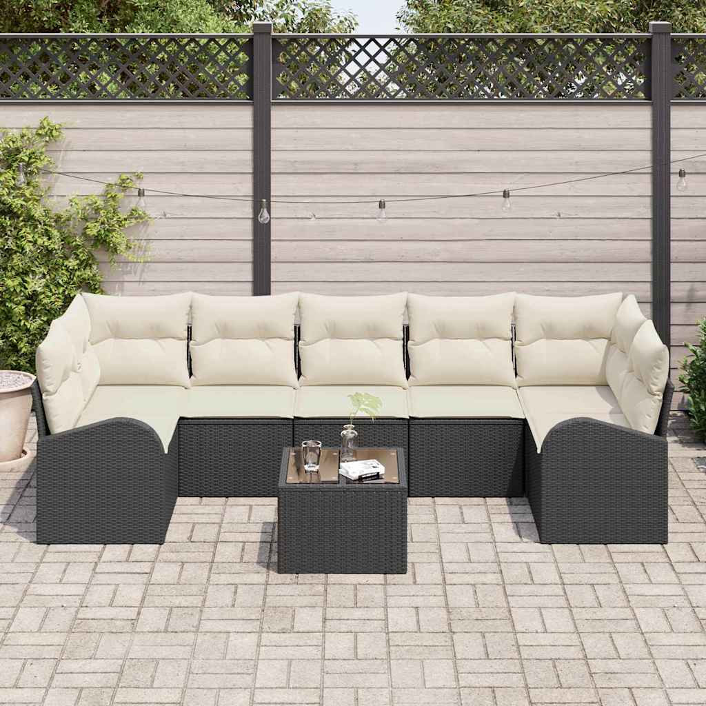 vidaXL Tuinbank Set Zwart 55 x 55 x 37 cm poly rattan
