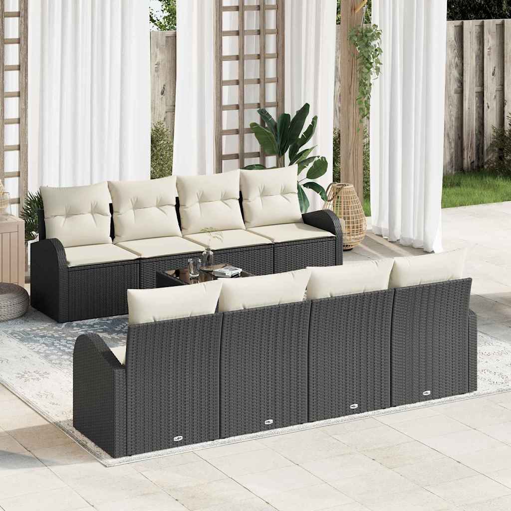 vidaXL Tuinbank Set Zwart 55 x 55 x 37 cm poly rattan