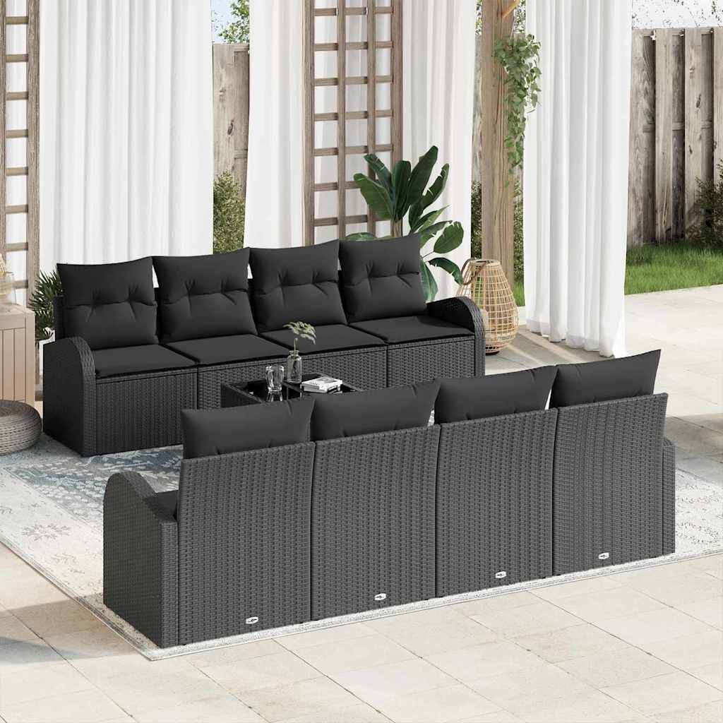 vidaXL Tuinbank Set Zwart 55 x 55 x 37 cm poly rattan