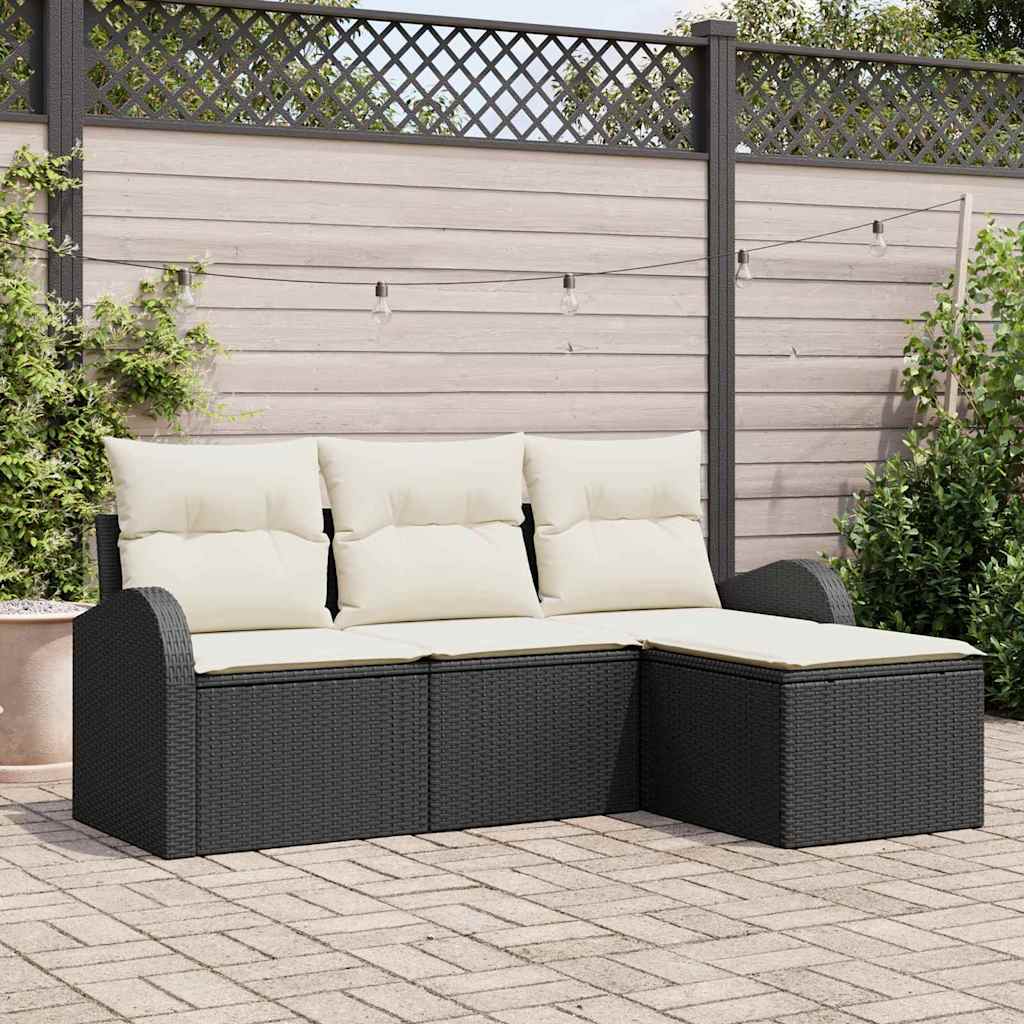 vidaXL Tuinbank Set Zwart poly rattan