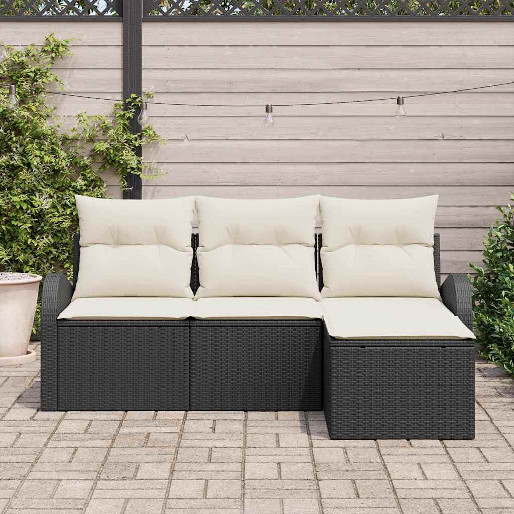 vidaXL Tuinbank Set Zwart poly rattan