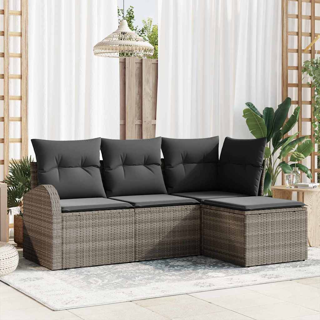 vidaXL Tuinbank Set Zwart poly rattan