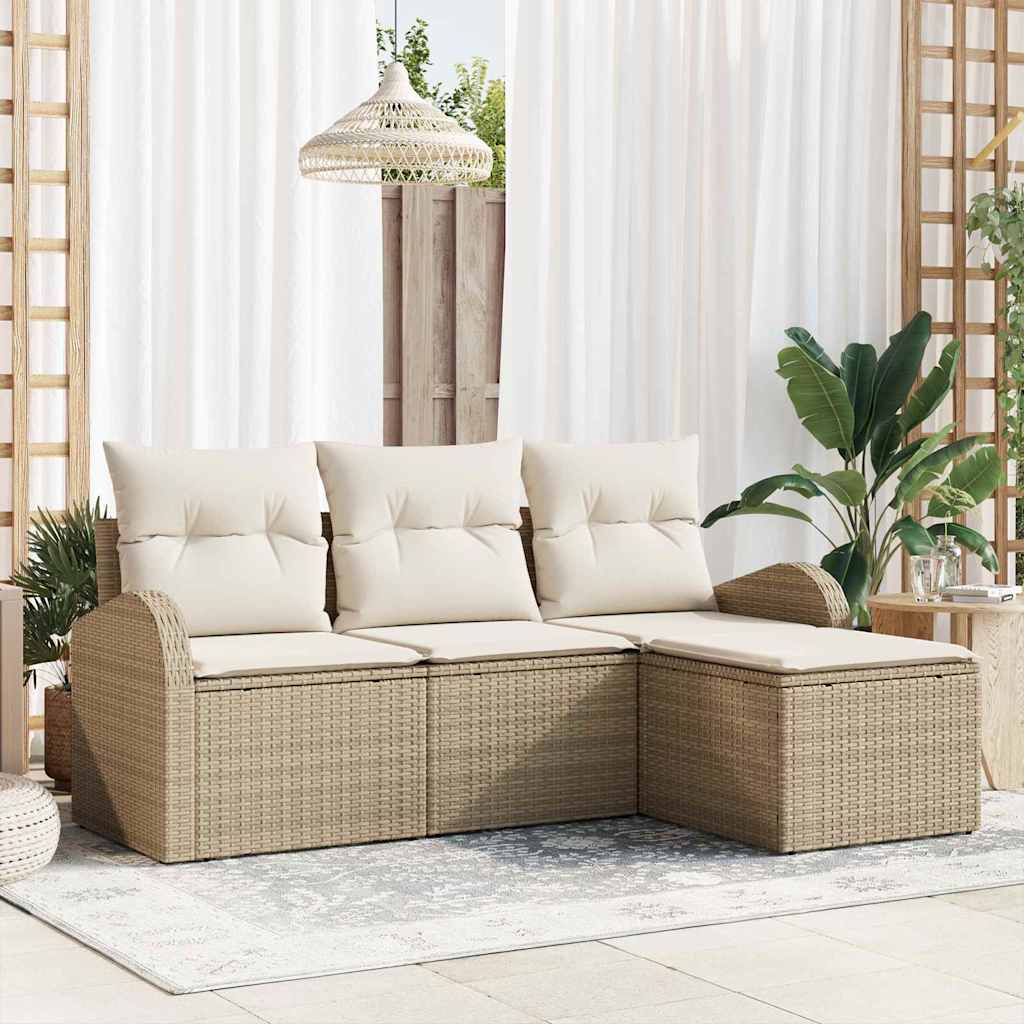 vidaXL Tuinbank Set Zwart poly rattan